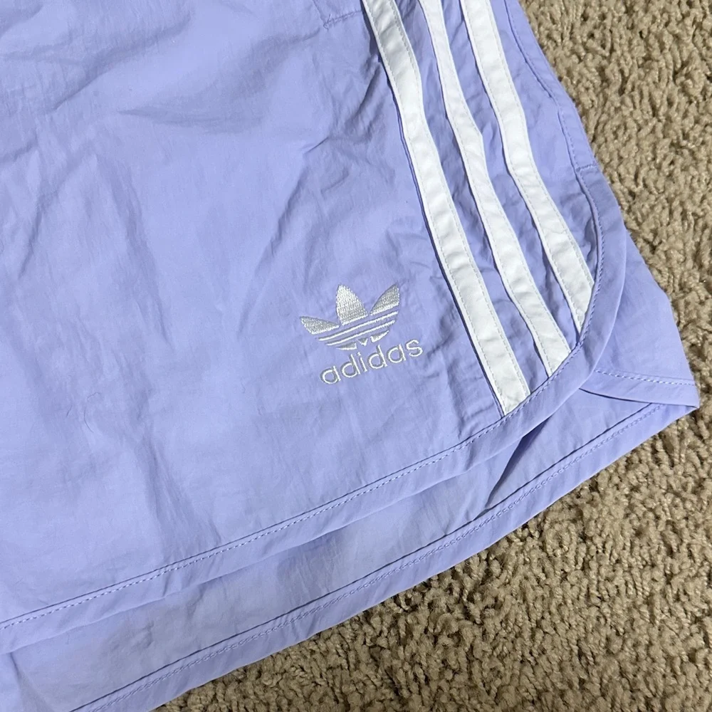 New XL men’s Adidas Lavender Shorts with White Stripes - Picture 2 of 6